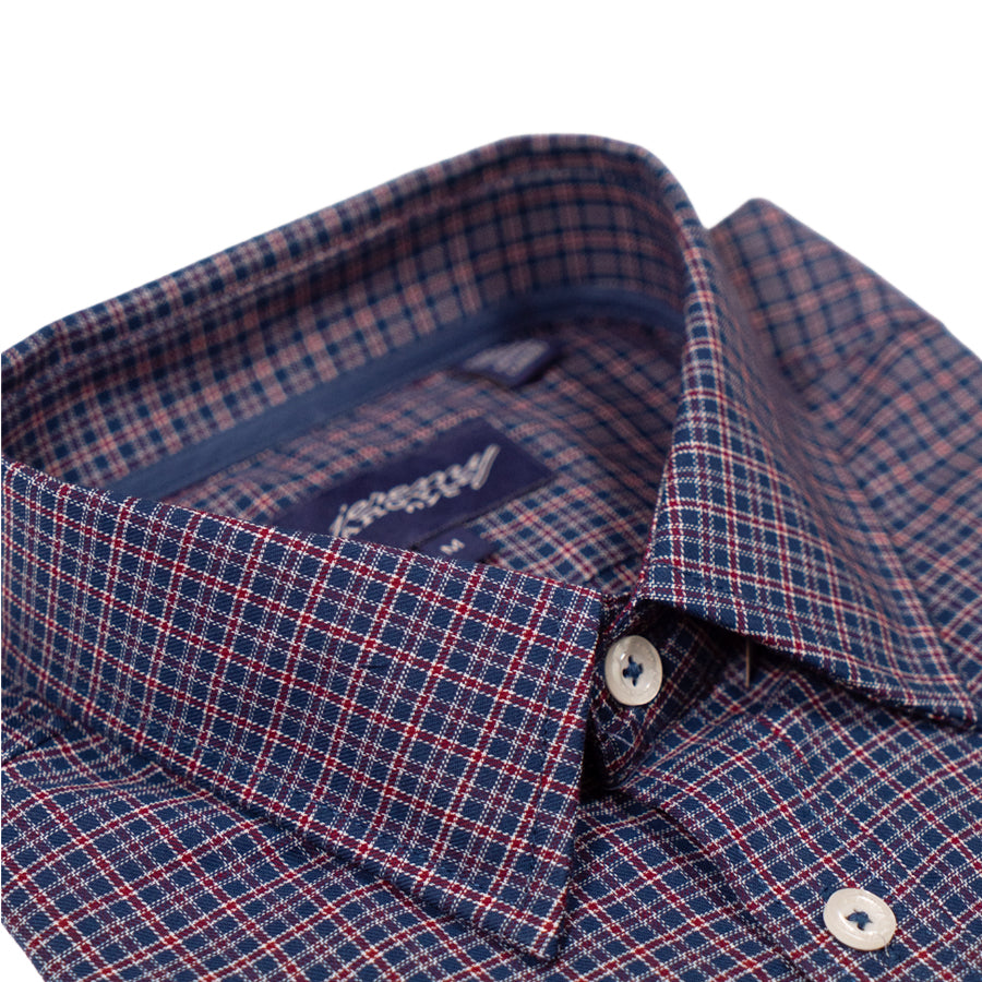 Men's Navy Graph Check Shirt – 100% Cotton, Signature Square Cuff