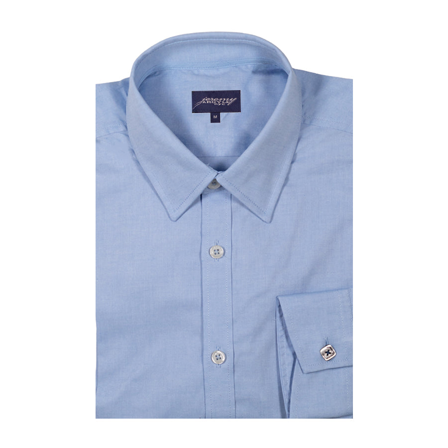 Men's Light Blue Poplin Shirt 100% Cotton, Fitted Cut | Jeremy Argyle Men's Light Blue Poplin Shirt 100% Cotton, Fitted Cut | Jeremy Argyle