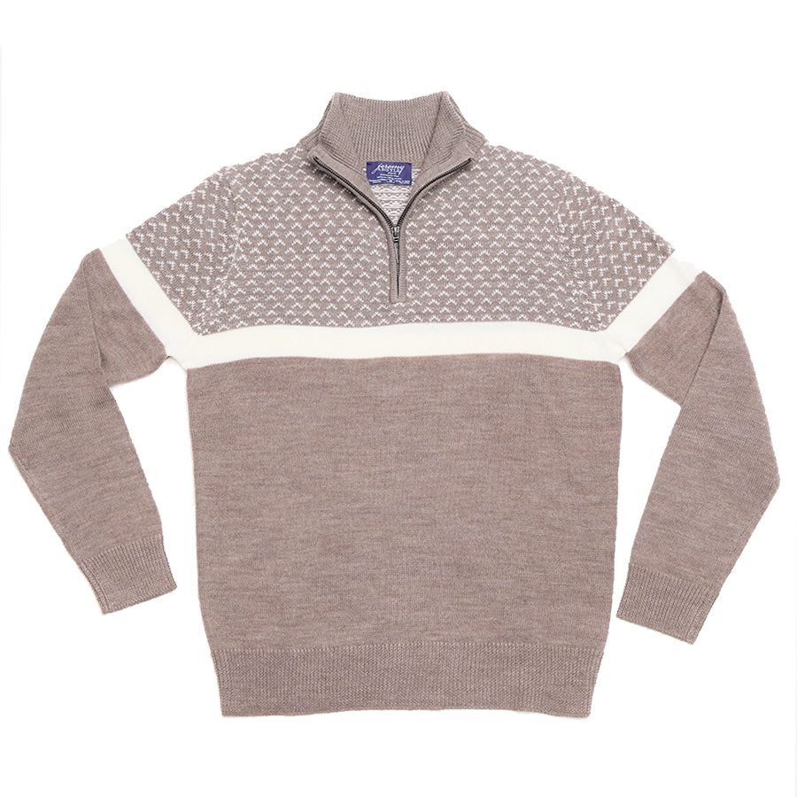 Men's Taupe Colorblock après-ski Half Zip Sweater | Jeremy Argyle