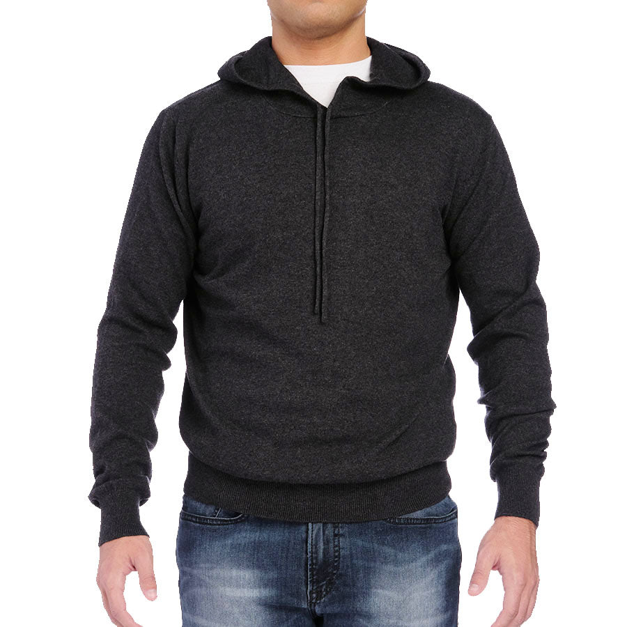Men's Charcoal Cotton Merino Wool Blend Hoodie Jeremy Argyle