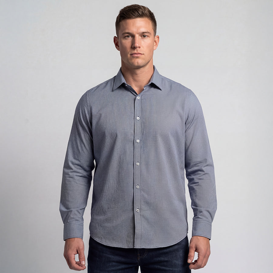 Micro Check 2-Way Stretch Shirt - Comfort Cut