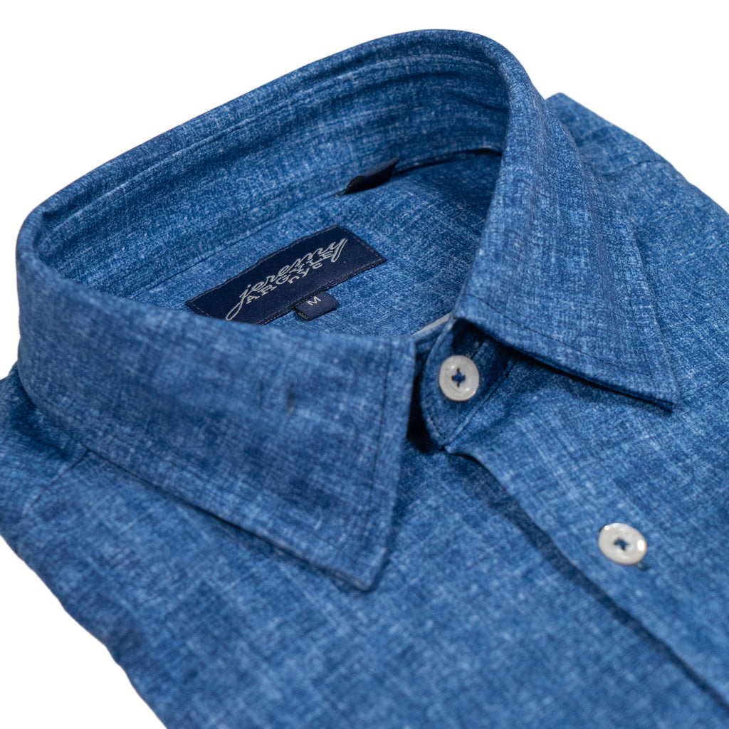 Chambray Effect 2-Way Stretch Shirt - Fitted Cut