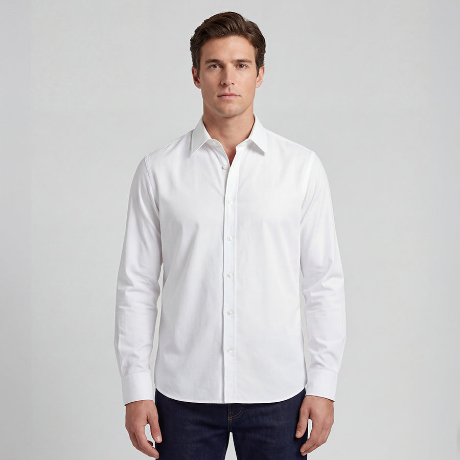 White 4-Way Stretch Shirt - Comfort Cut