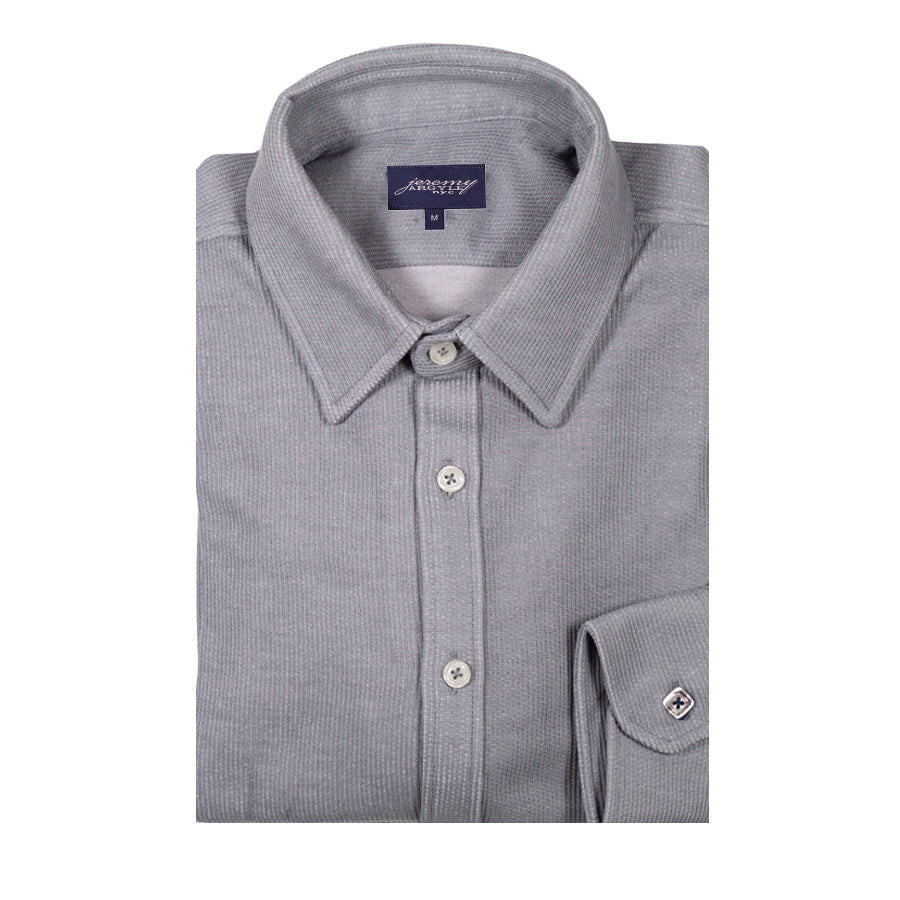 Gray Subtle Cord Shirt – Comfort Cut