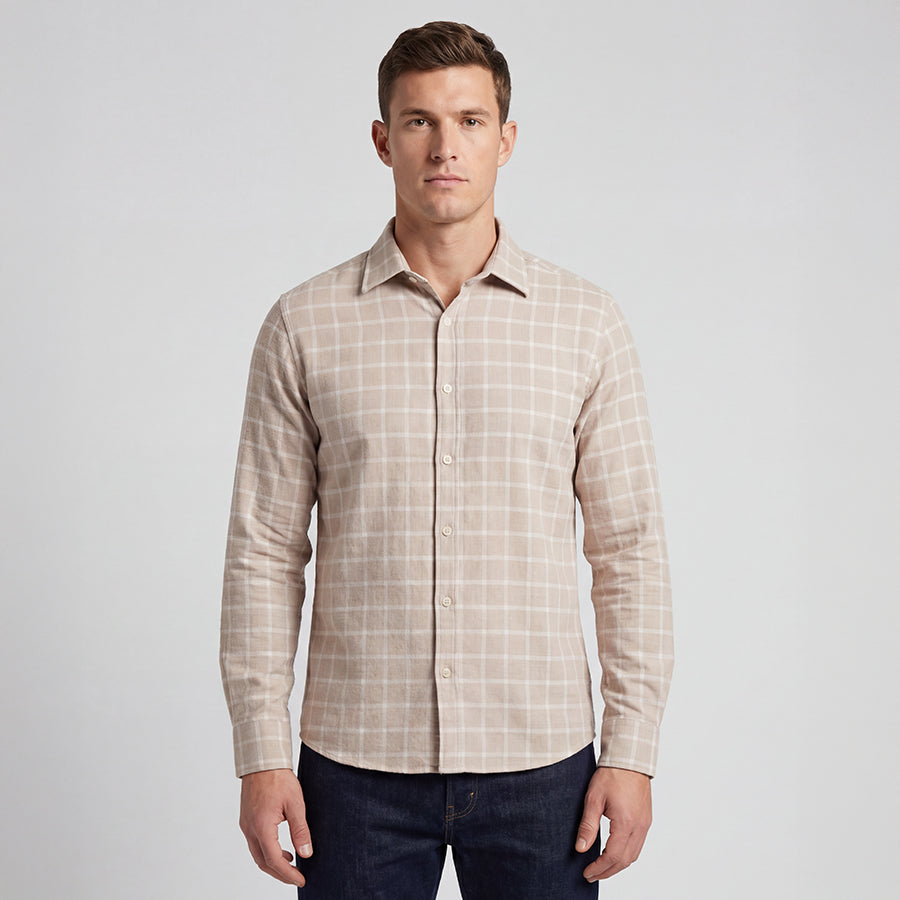 Oatmeal Grid Check Shirt