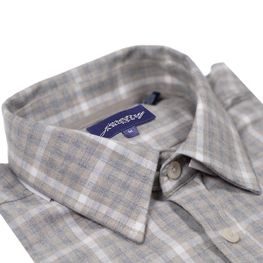 Men's Soft Gray Plaid Shirt Comfort Cut, 100% Cotton | Jeremy Argyle Men's Soft Gray Plaid Shirt Comfort Cut, 100% Cotton | Jeremy Argyle