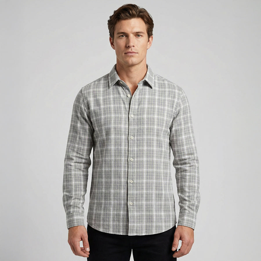 Soft Gray Plaid Shirt