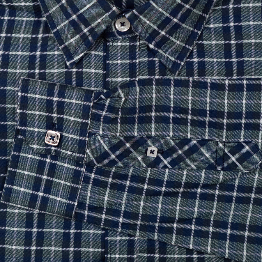 Green and Navy Plaid Shirt