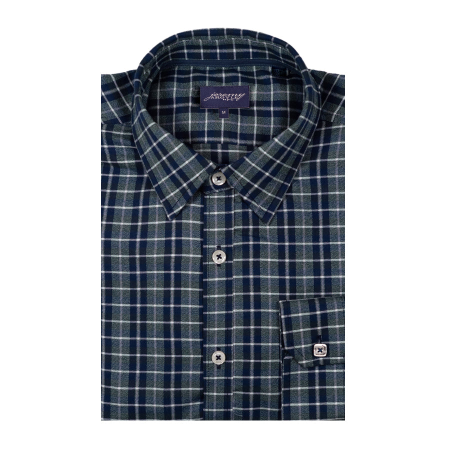 Green and Navy Plaid Shirt