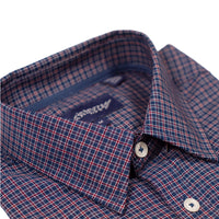 Men's Navy Graph Check Shirt – 100% Cotton, Signature Square Cuff