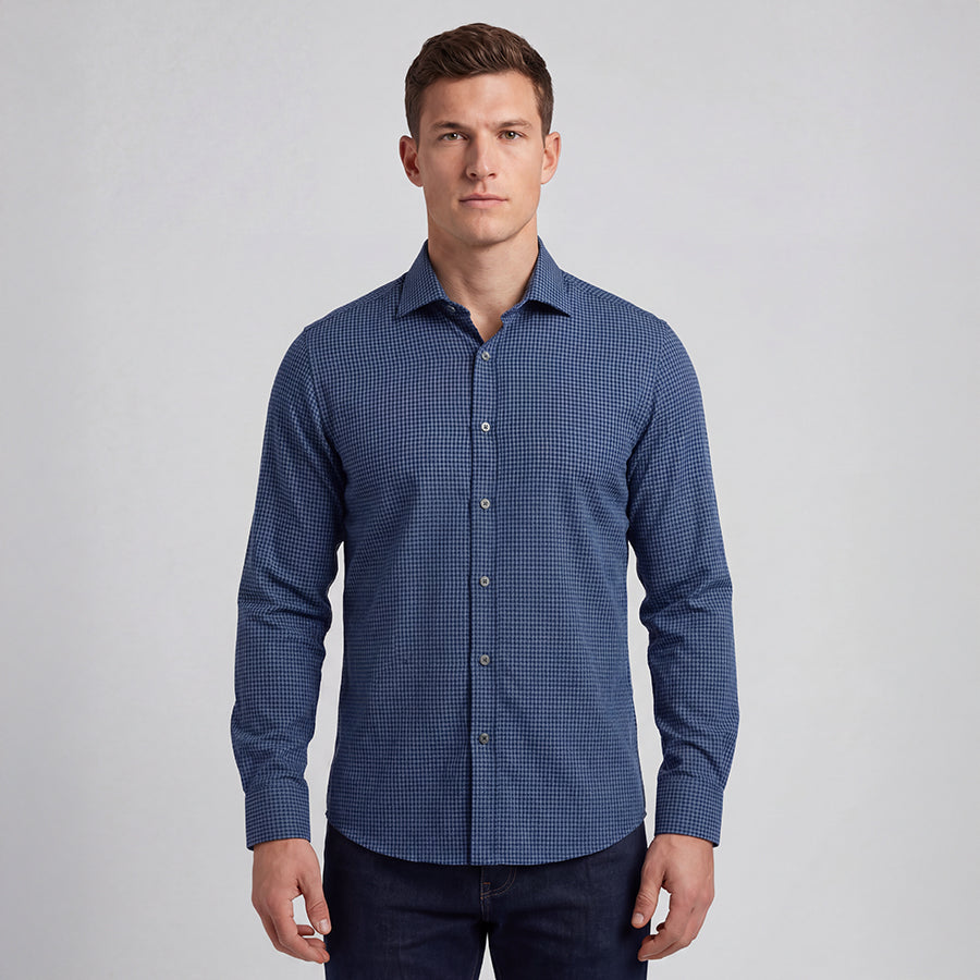 Blue Micro Houndstooth Shirt