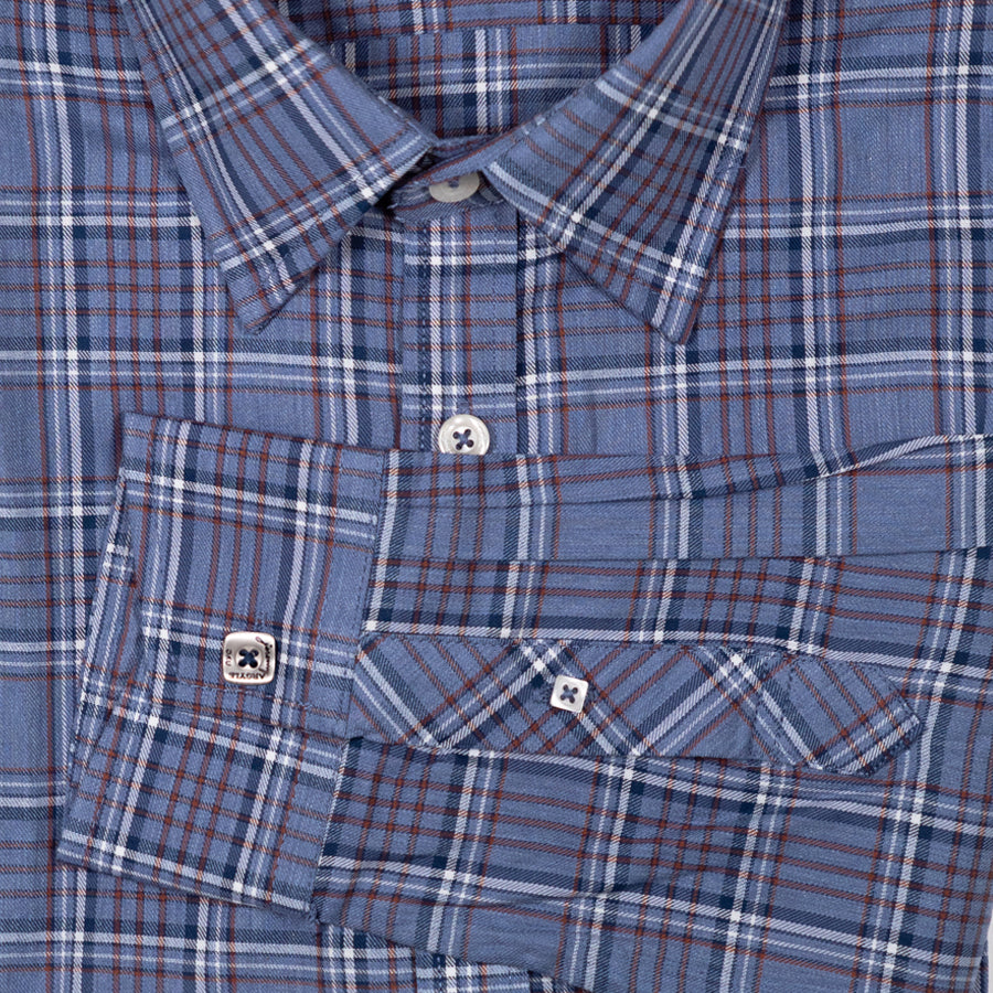 Heather Blue Plaid Shirt