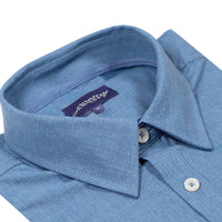 Men's Blue Micro Check Shirt – Comfort Cut, 100% Cotton | Jeremy