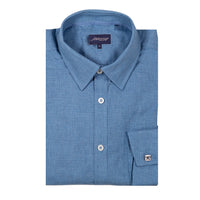 Men's Blue Micro Check Shirt – Comfort Cut, 100% Cotton | Jeremy