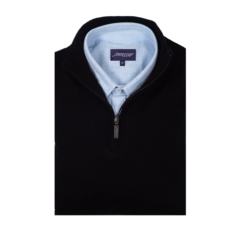 Black Merino Half Zip