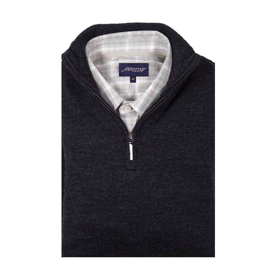 Dark Gray Merino Half Zip