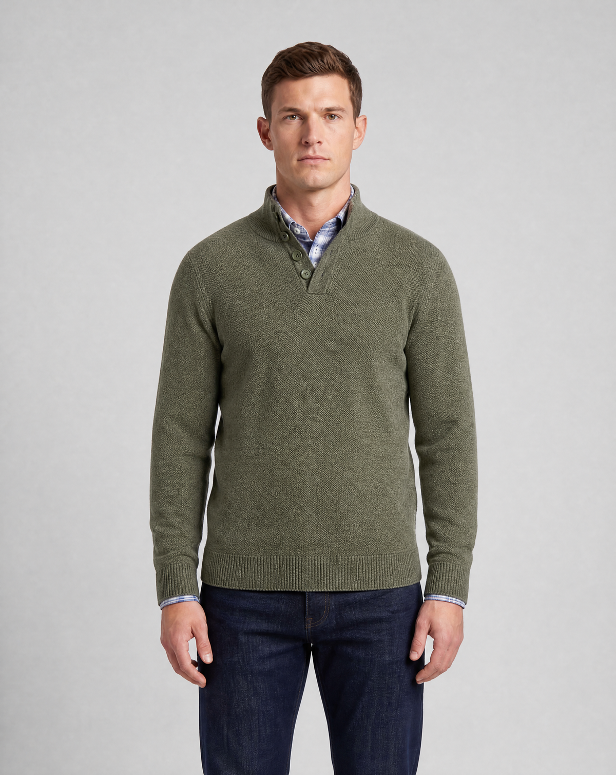 Heather Green Mock Neck