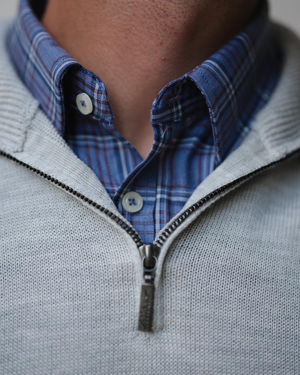 Light Gray Merino Half Zip
