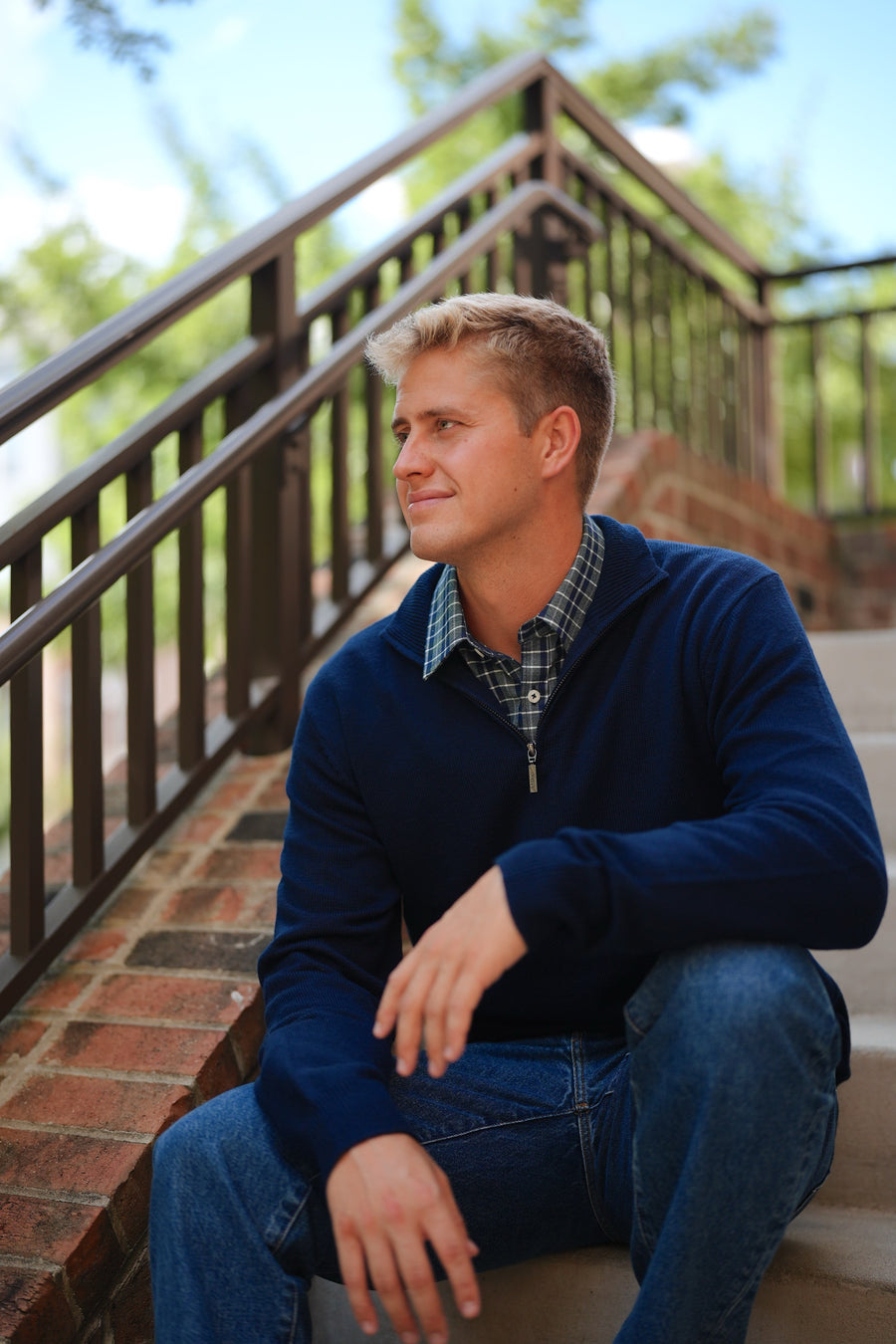 Navy Merino Half Zip