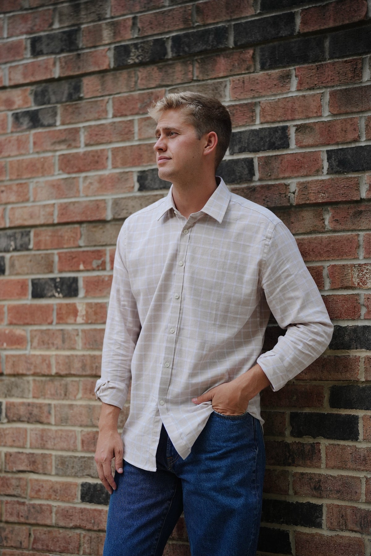 Oatmeal Grid Check Shirt