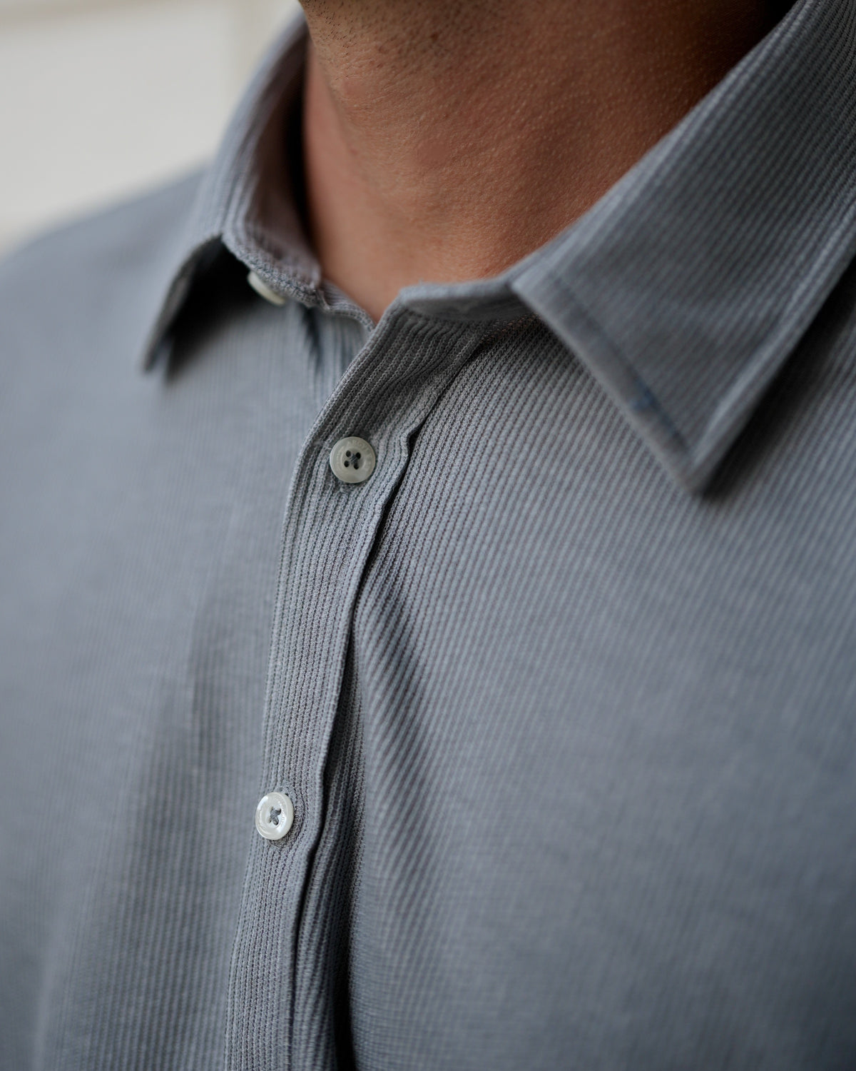 Gray Subtle Cord Shirt - Fitted Cut
