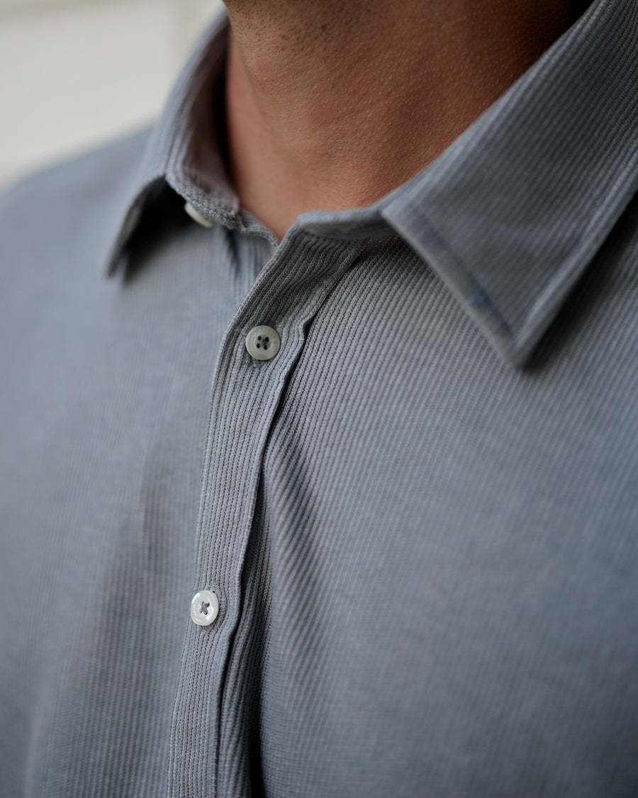 Gray Subtle Cord Shirt - Fitted Cut