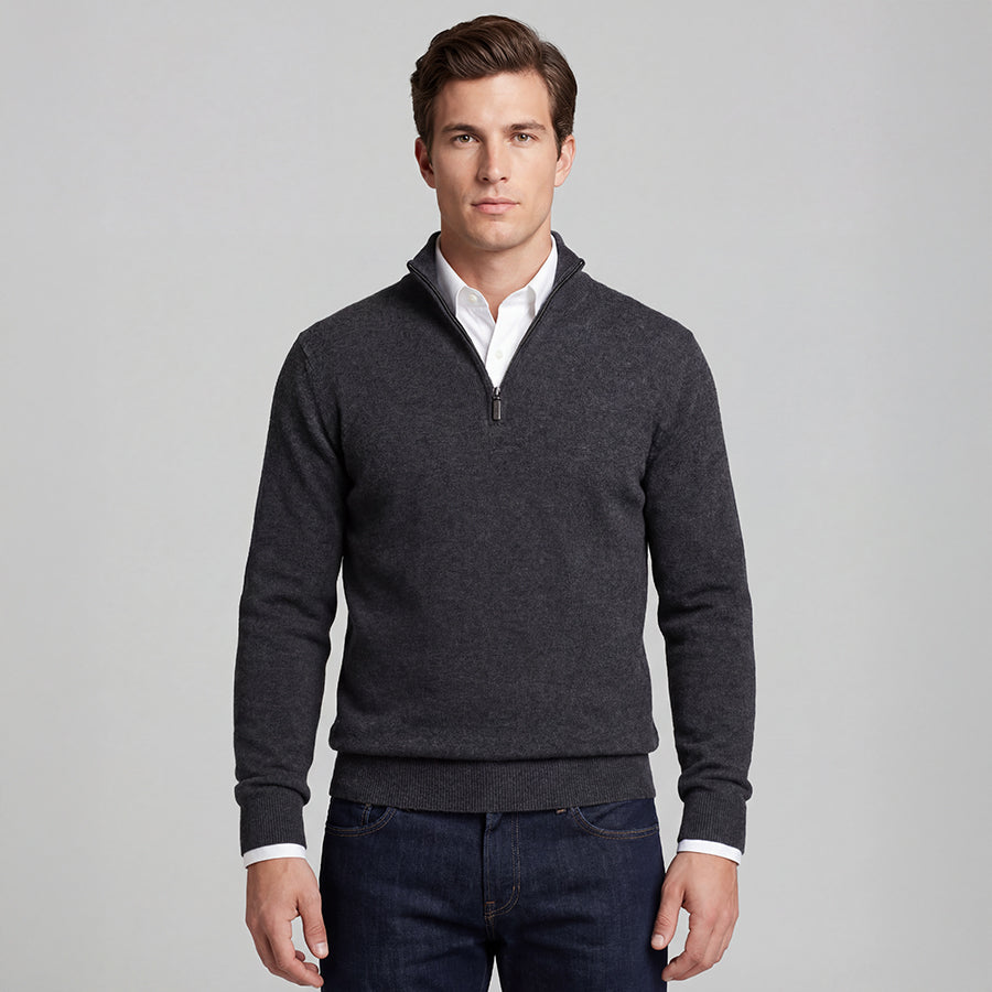 Dark Gray Merino Half Zip