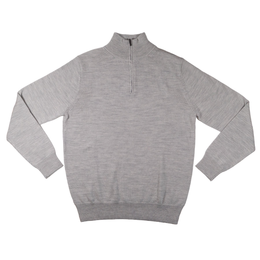 Light Gray Merino Half Zip