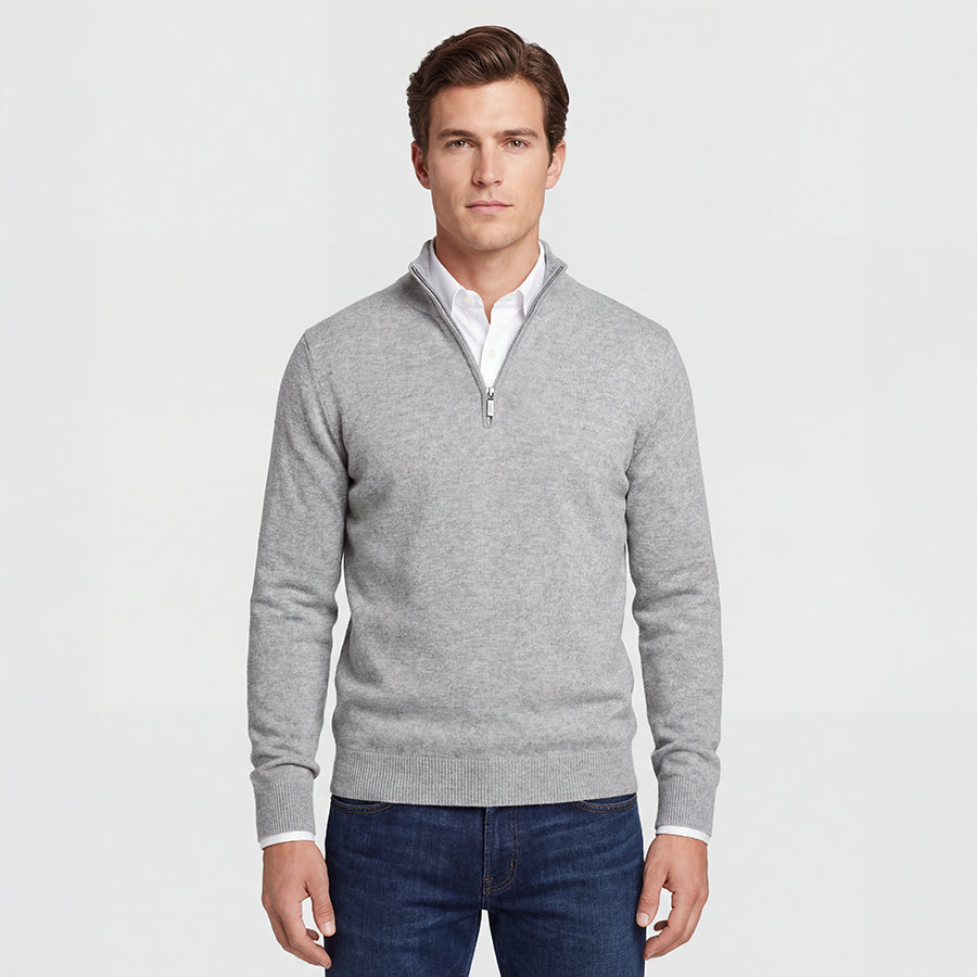 Light Gray Merino Half Zip