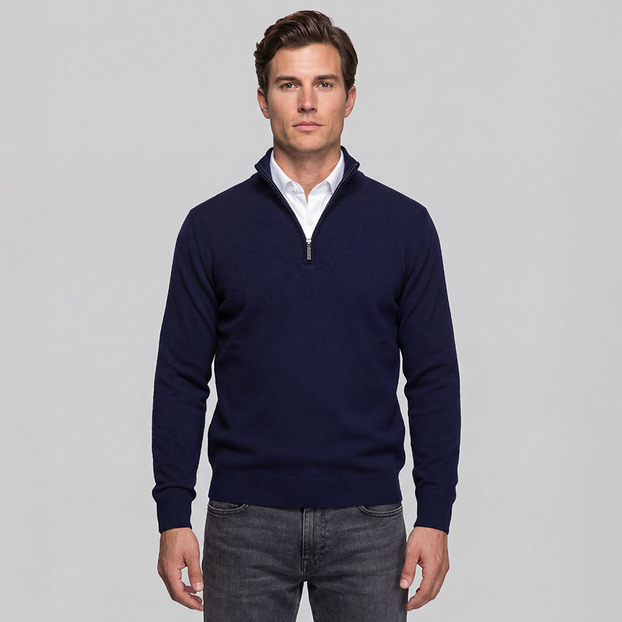 Navy Merino Half Zip
