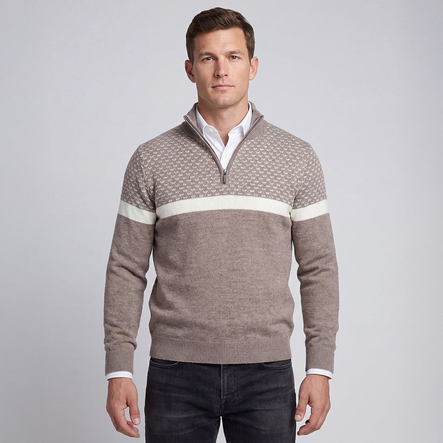 Taupe Colorblock Après Ski Half Zip
