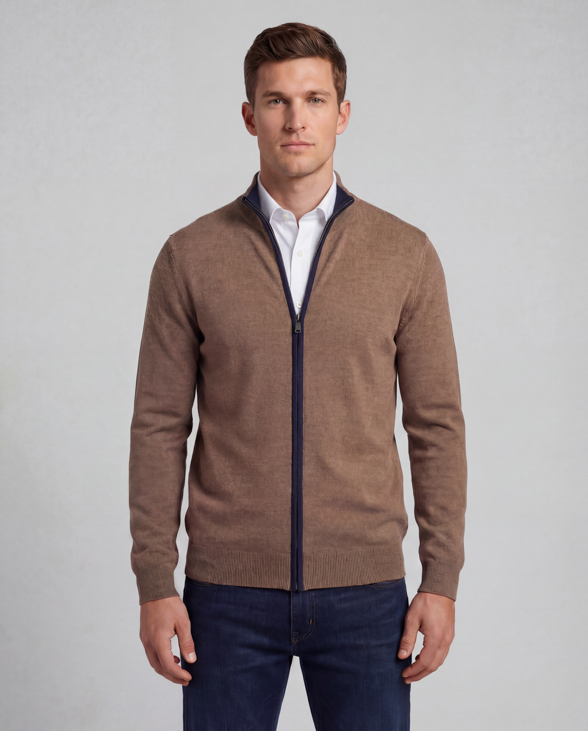 Camel Merino Full Zip