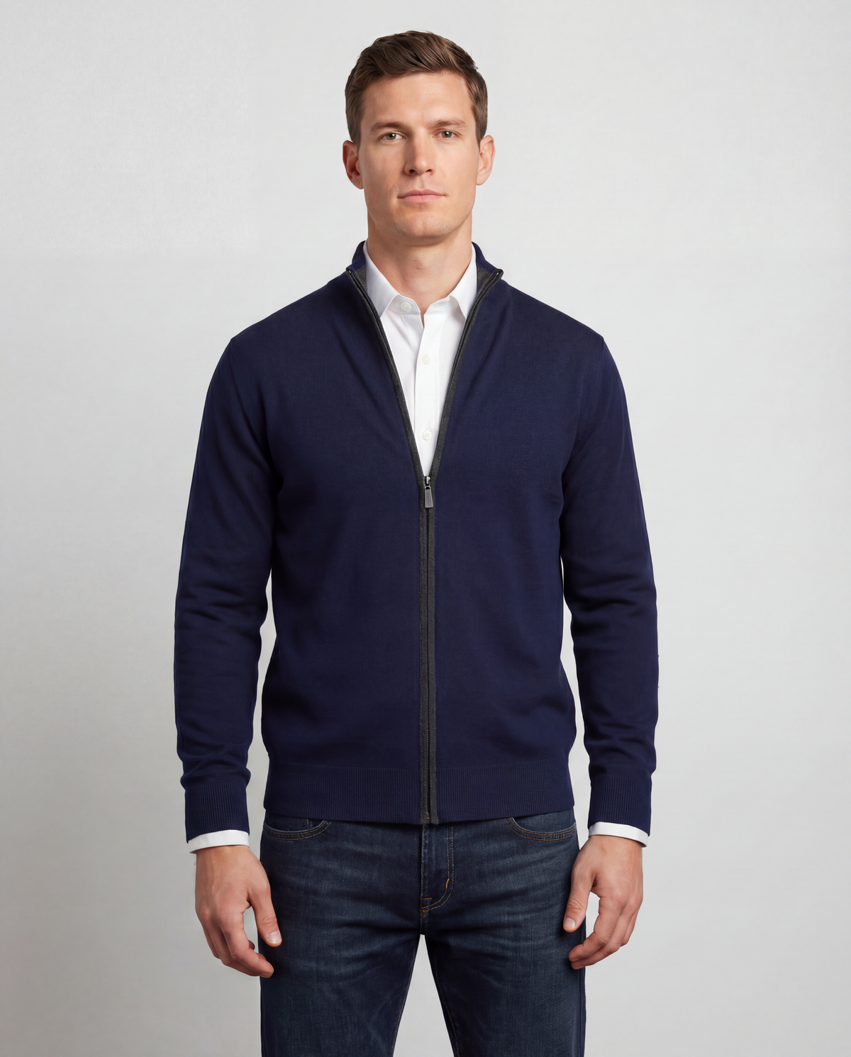 Navy Merino Full Zip