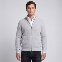 Men's Light Gray Full Zip Stitch Cardigan Sweater | Jeremy Argyle