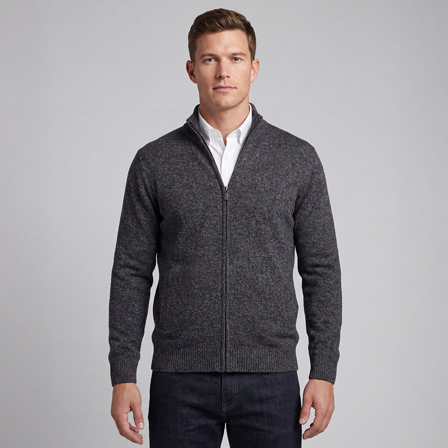 Charcoal Full Zip Stitch Cardigan