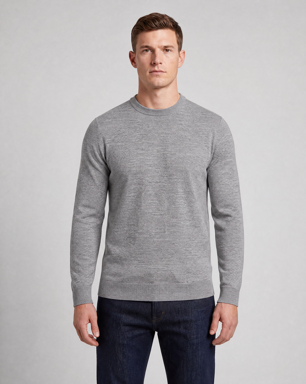 Heather Gray Merino Crewneck