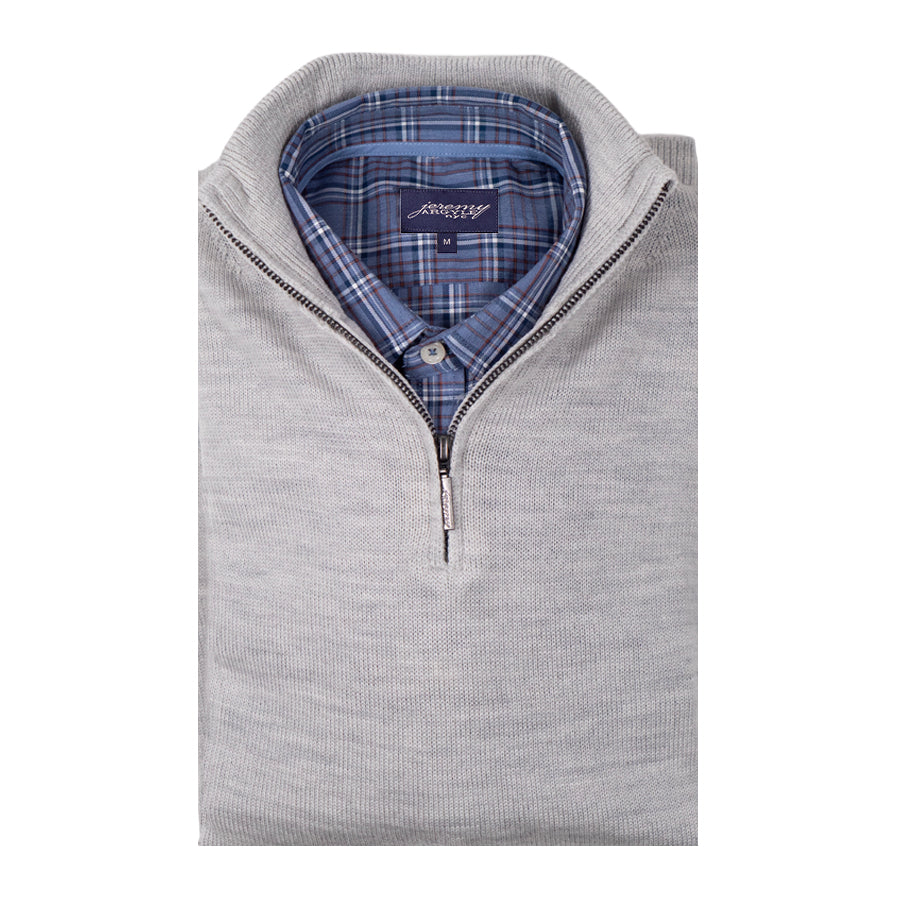 Light Gray Merino Half Zip