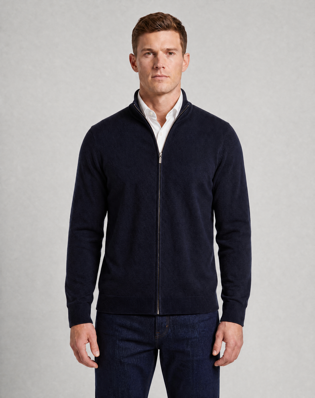 Navy Cashmere Full Zip