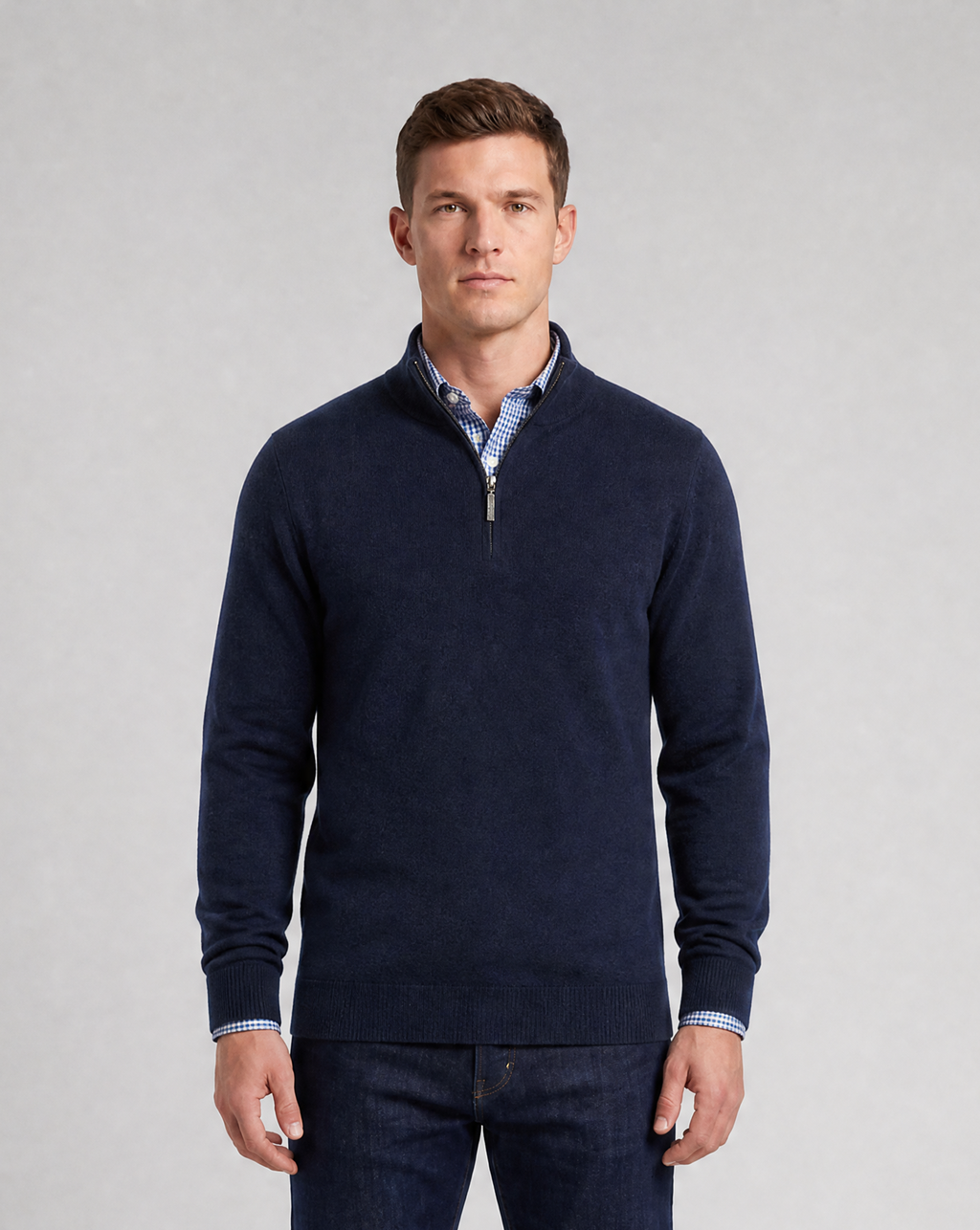 Navy Cashmere Half Zip