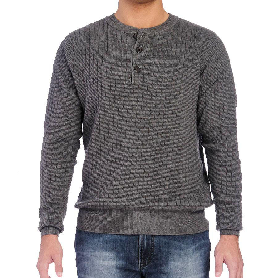 Charcoal Cotton Blend Henley