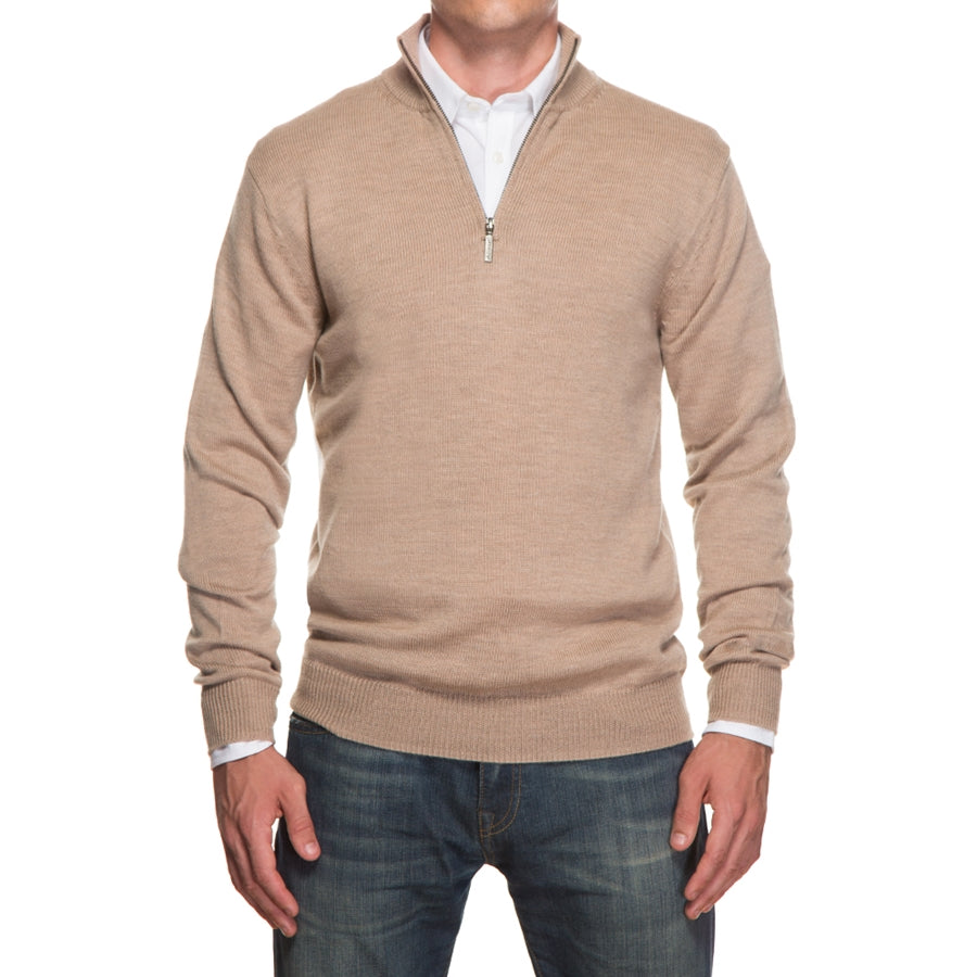 Camel Merino Half Zip