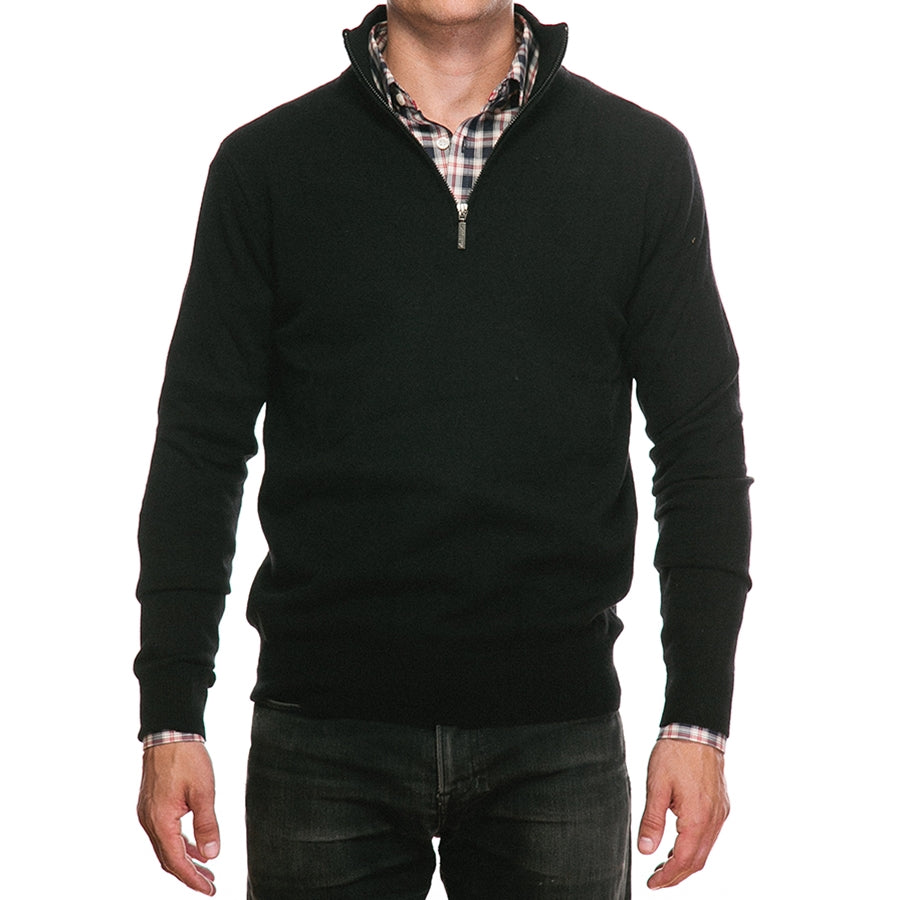 Black Merino Half Zip
