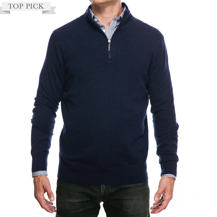 Navy Merino Half Zip