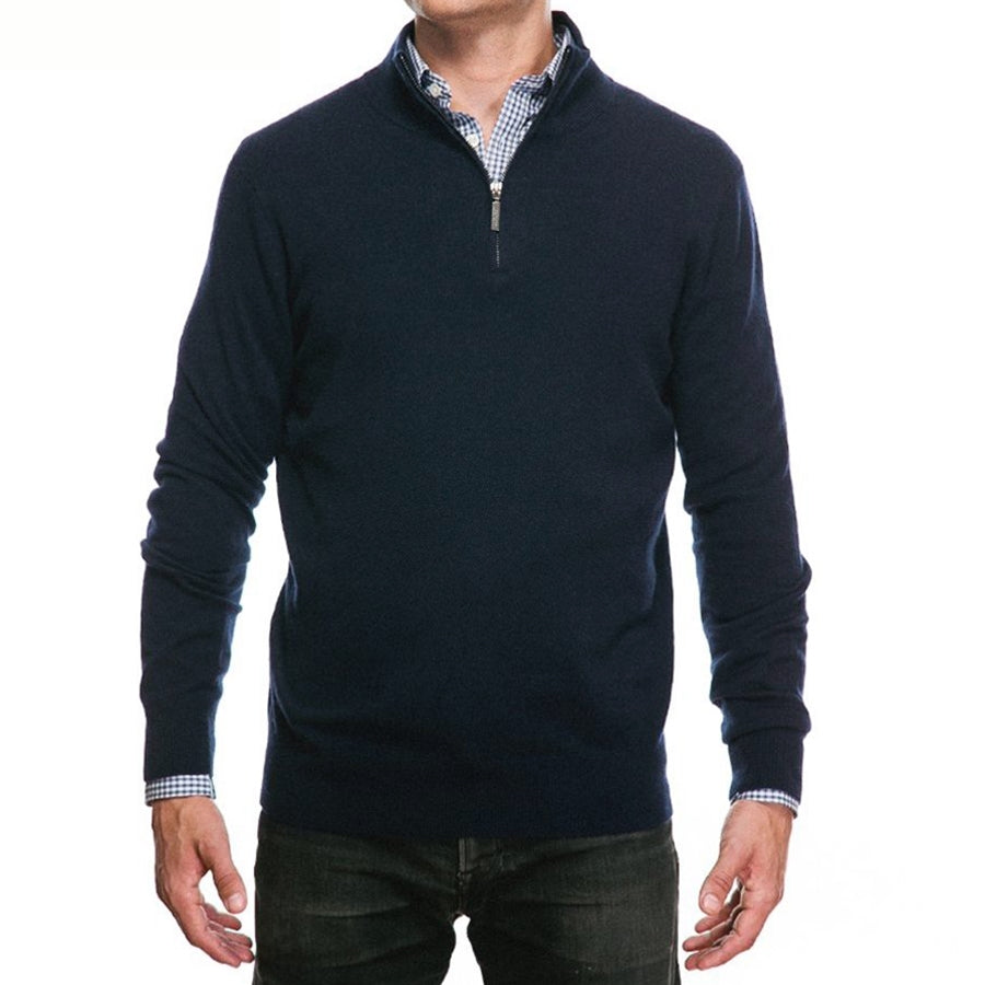 Navy Cashmere Half Zip