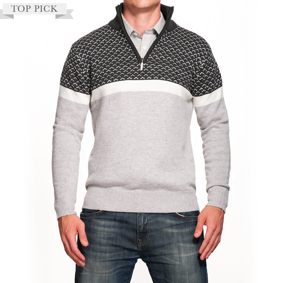 Colorblock Cashmere Blend Half Zip