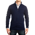 Navy Merino Half Zip with Textured Stripe