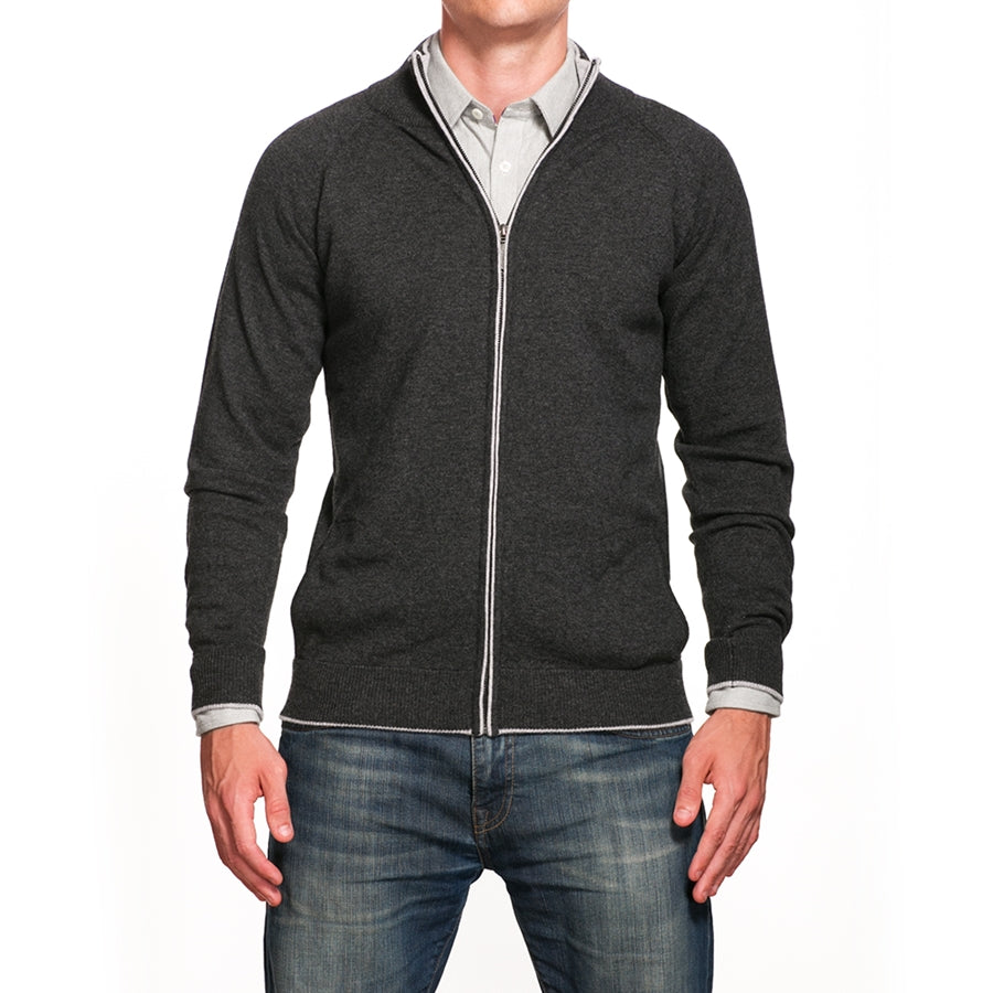 Charcoal Full Zip With Light Gray Detail