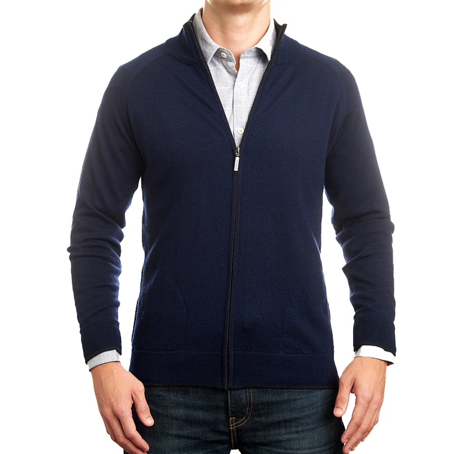 Navy Merino Full Zip