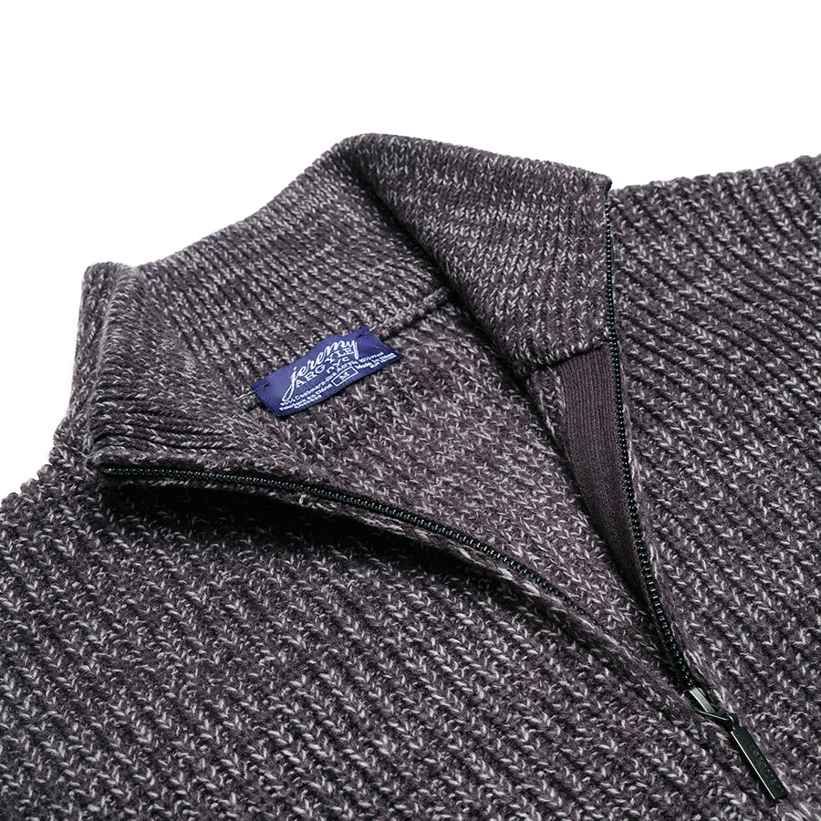 Charcoal Full Zip Stitch Cardigan