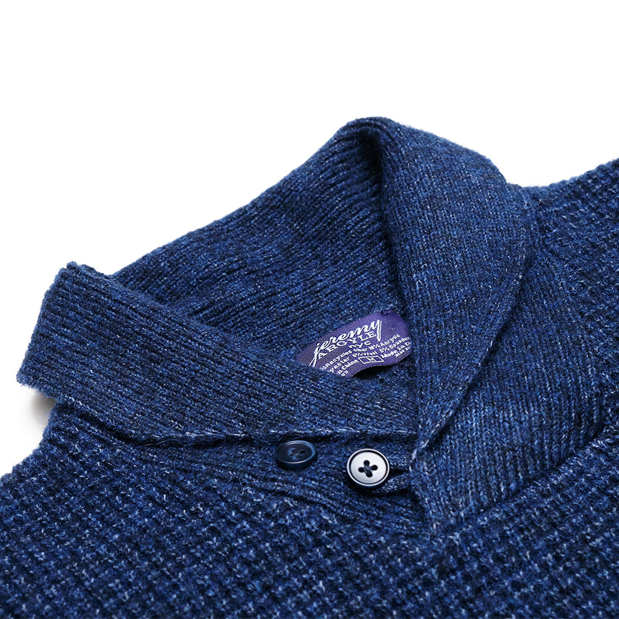 Navy Heather Waffle Stitch Mock Neck